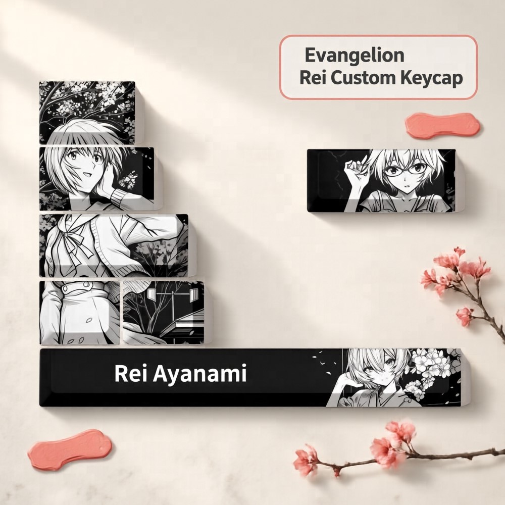 7 Key/set Keycap Neon Genesis  - Evangelion Anime Merchandise review and price